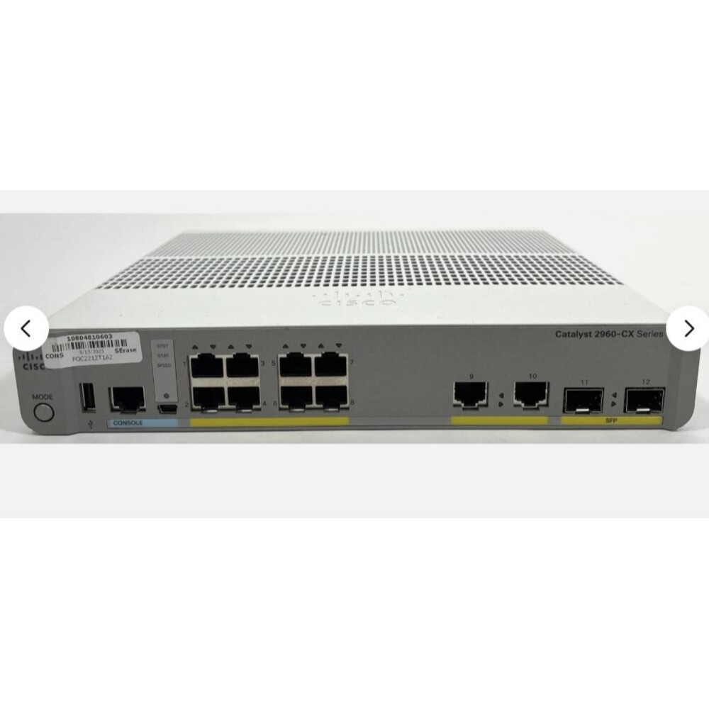 Cisco WS-C2960CX-8PC-L Catalyst 2960-CX 8-Port PoE Switch Tested Power On